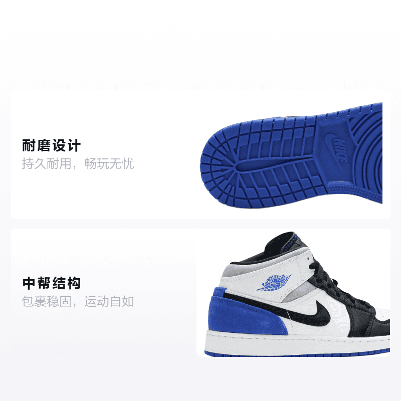 Кроссовки для баскетбола Jordan Air Jordan 1 Mid GS - изображение 2