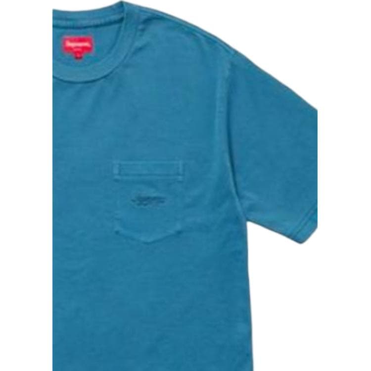 Футболка Supreme SS18 Overdyed Pocket Tee Washed Dark Blue LogoT - изображение 5