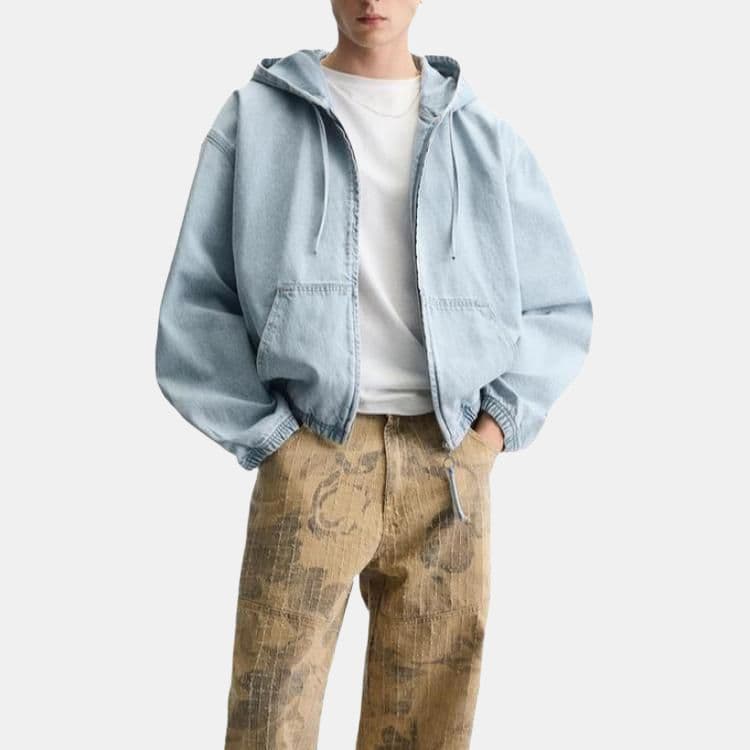 Джинсовая куртка ZARA Denim Hoodie Jacket Light Blue - изображение 3
