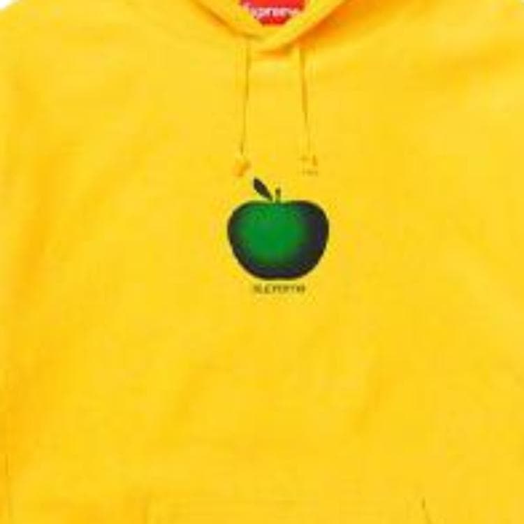 Кофта Supreme SS19 Apple Hooded Sweatshirt Yellow logo - изображение 2