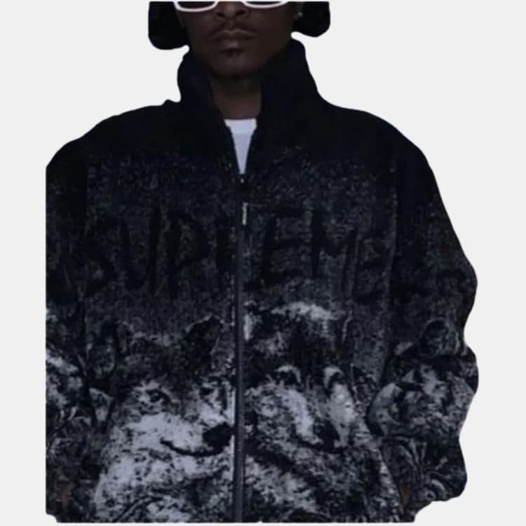 Куртка Supreme Wolf Fleece Jacket Black - изображение 4