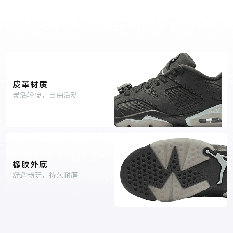 Кроссовки для баскетбола Jordan Air Jordan 6 Retro Low Anthracite Mint Foam GS - изображение 2