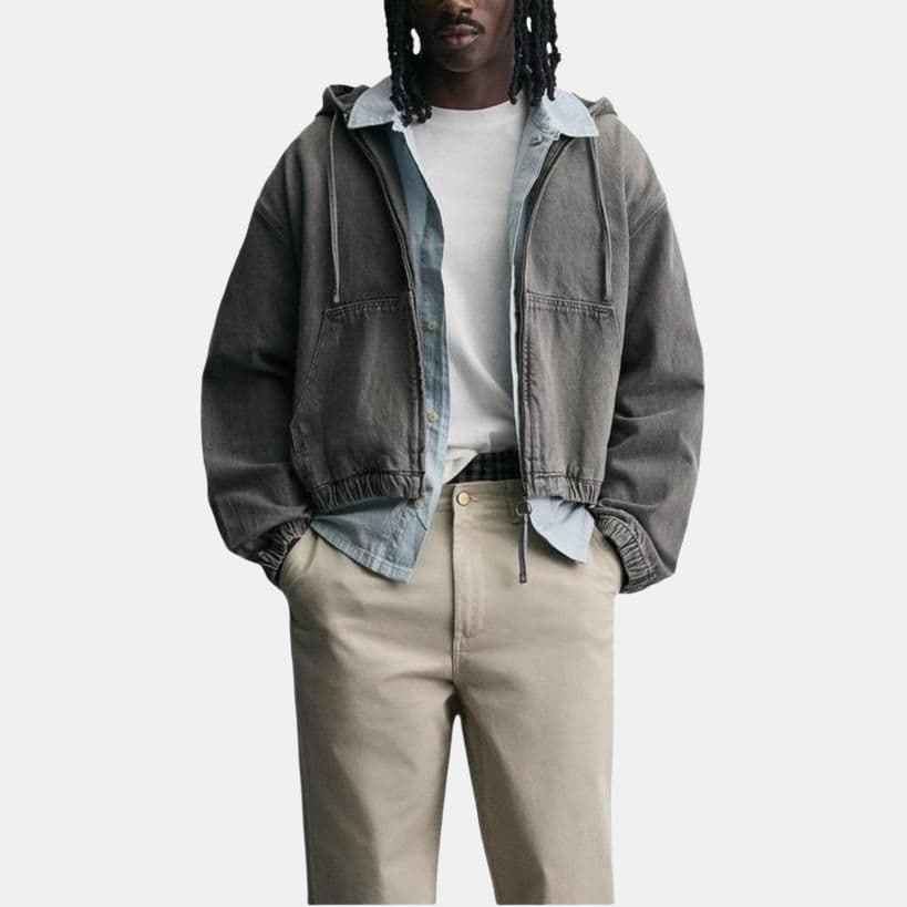 Куртка ZARA Hooded Washed Loose Jacket Men - изображение 3
