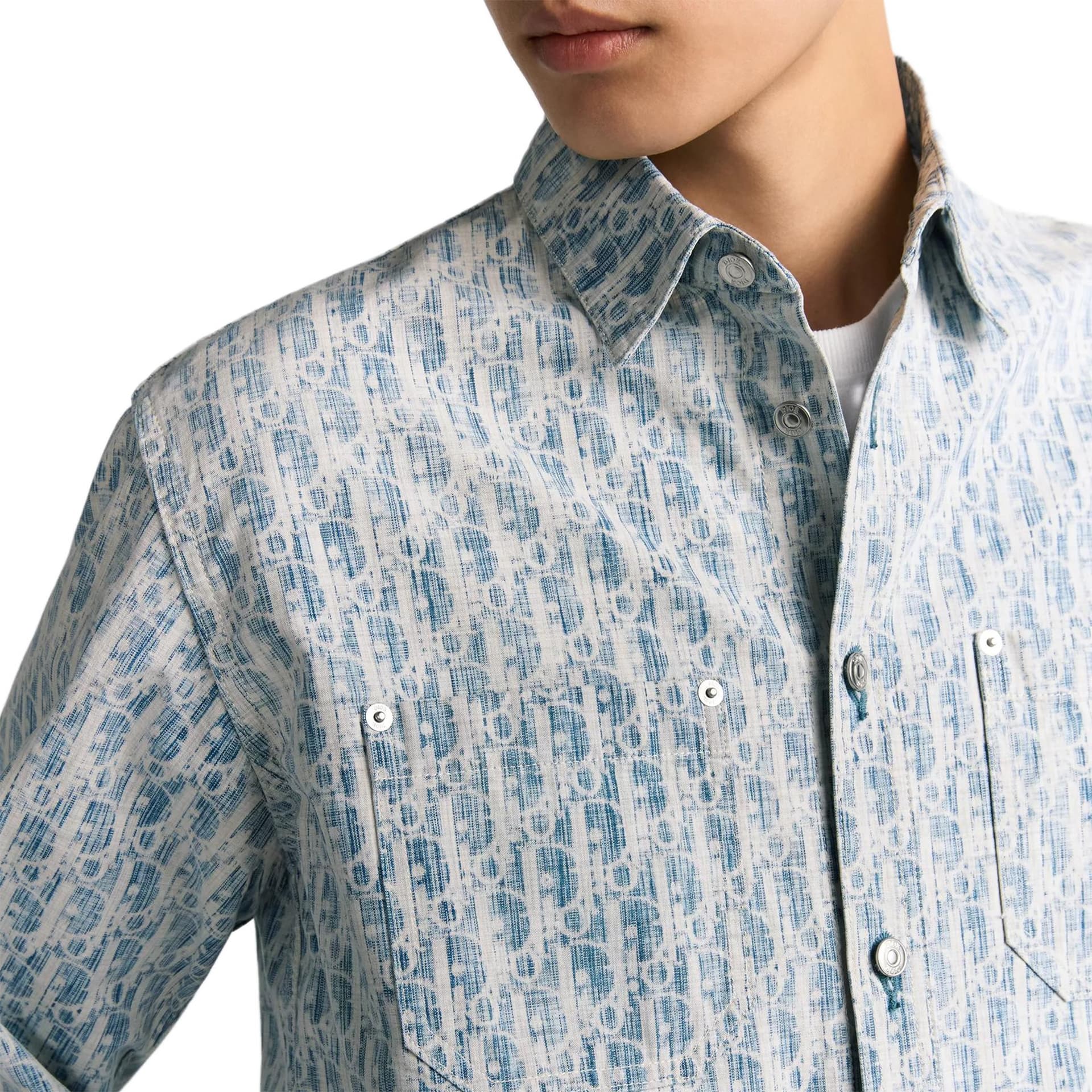 Рубашка DIOR Oblique Denim Shirt - изображение 12