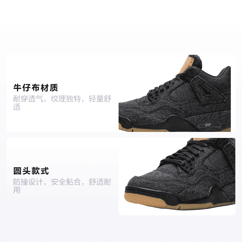 Кроссовки для баскетбола Jordan Air Jordan 4 Retro Levis Black GS - изображение 2