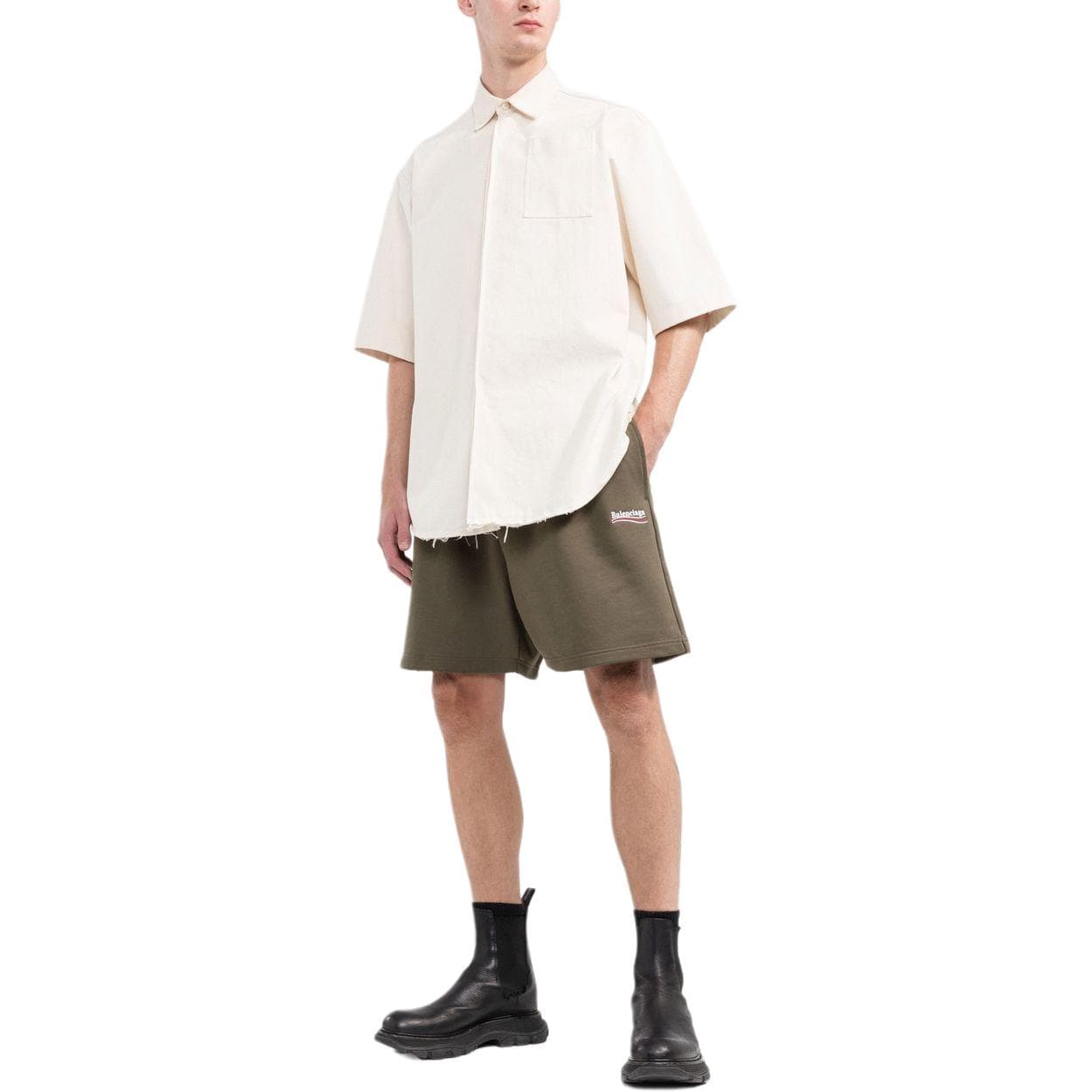 Balenciaga FW22 Logo Shorts Kids Military Green - изображение 3