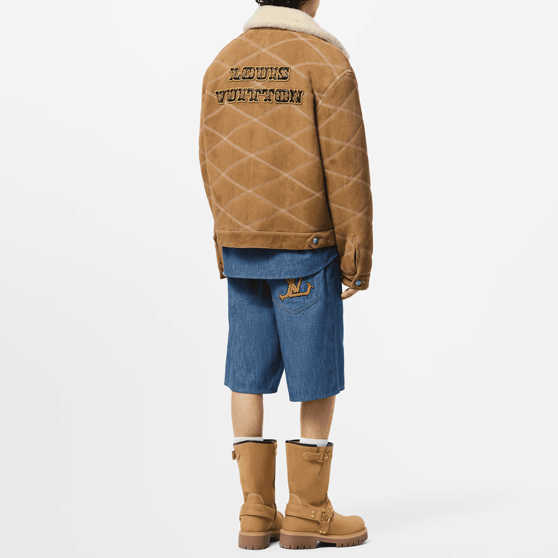 Джинсовые шорты Louis Vuitton FW24 Logo Embroidered Denim Shorts - изображение 3