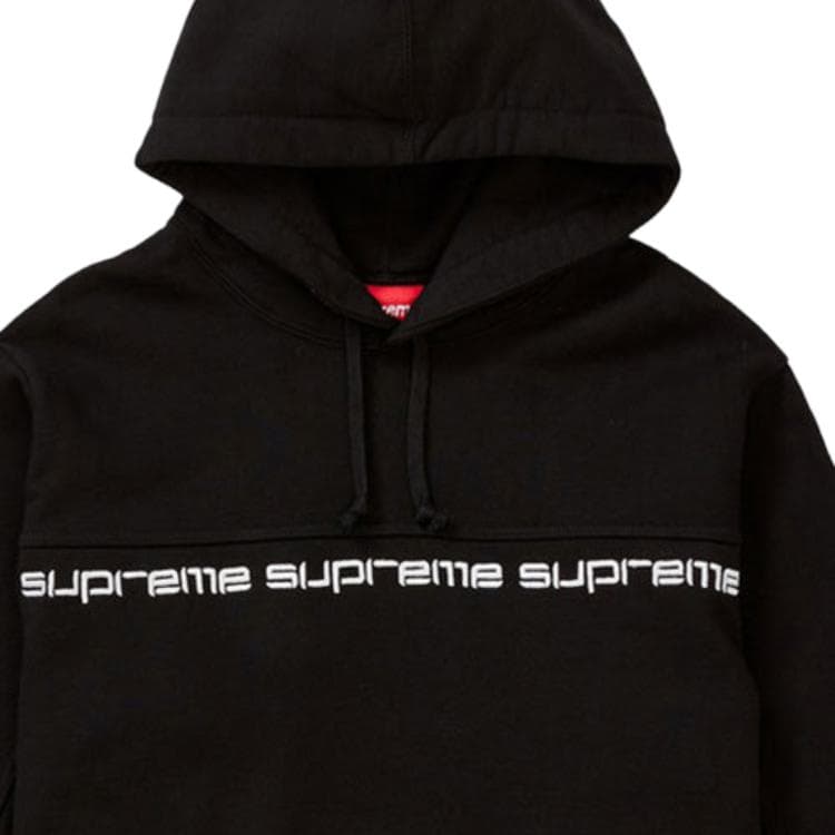 Кофта Supreme FW18 Text Stripe Hooded Sweatshirt Black - изображение 3