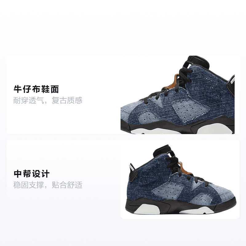 Кроссовки для баскетбола Jordan Air Jordan 6 Washed Denim - изображение 2