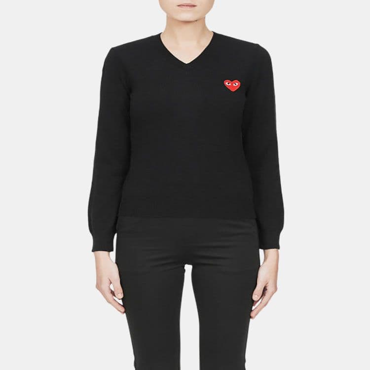 Кардиган CDG Play Heart Logo Knit Sweater Black - изображение 2