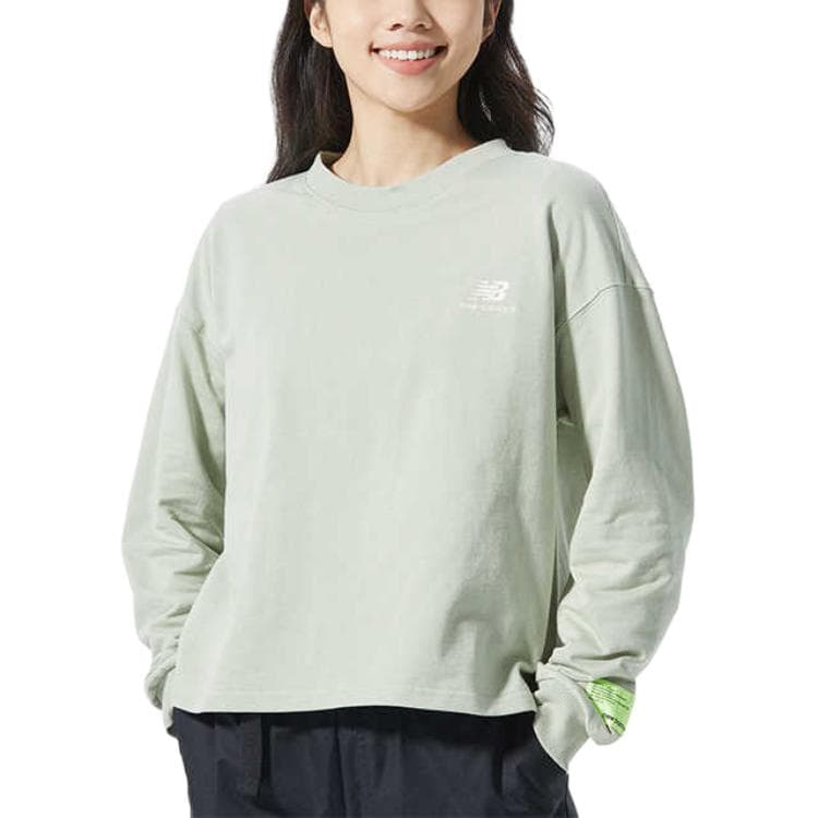 Кофта New Balance Embroidered Logo Knit Crewneck Long Sleeve Tee Women Light Green - изображение 3