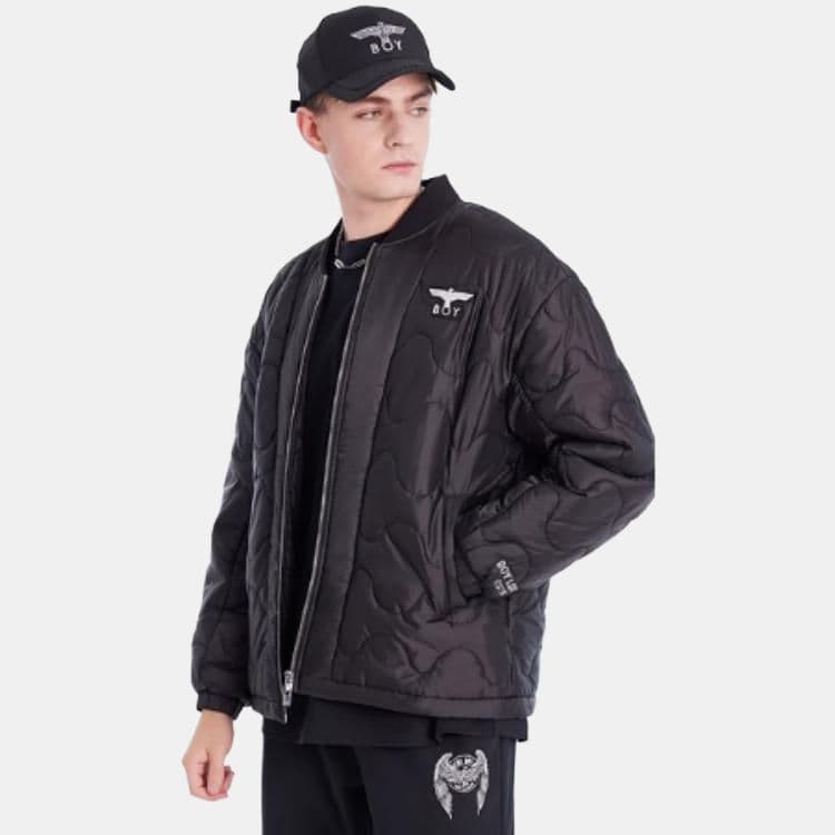 Зимняя куртка пуховик Boy London Logo Patch Half-Zip Cotton Jacket Black - изображение 4