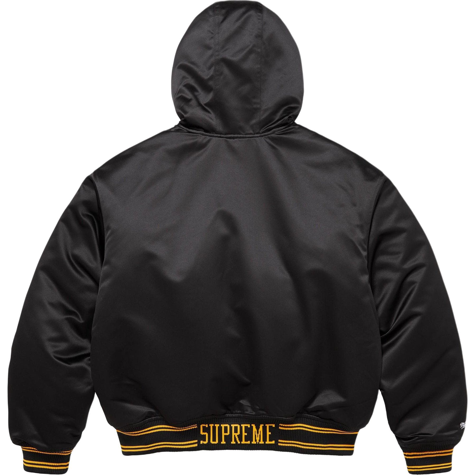 Куртка Supreme X Mitchell Ness Fw25 WEEK11 Линейная с капюшоном сатиновая куртка Varsity унисекс - изображение 2