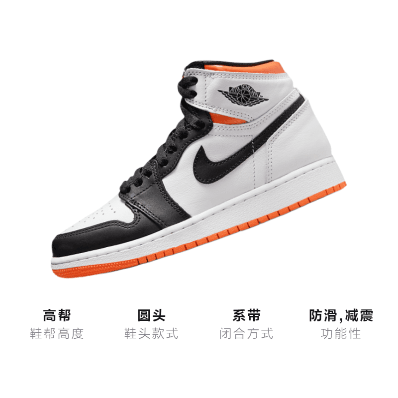 Кроссовки для баскетбола Jordan Air Jordan 1 Retro High OG "Electro Orange" GS - изображение 3