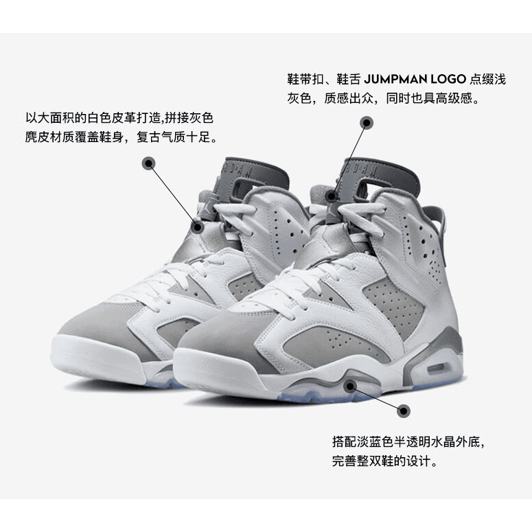 Кроссовки для баскетбола Jordan Air Jordan 6 Retro GS - изображение 4