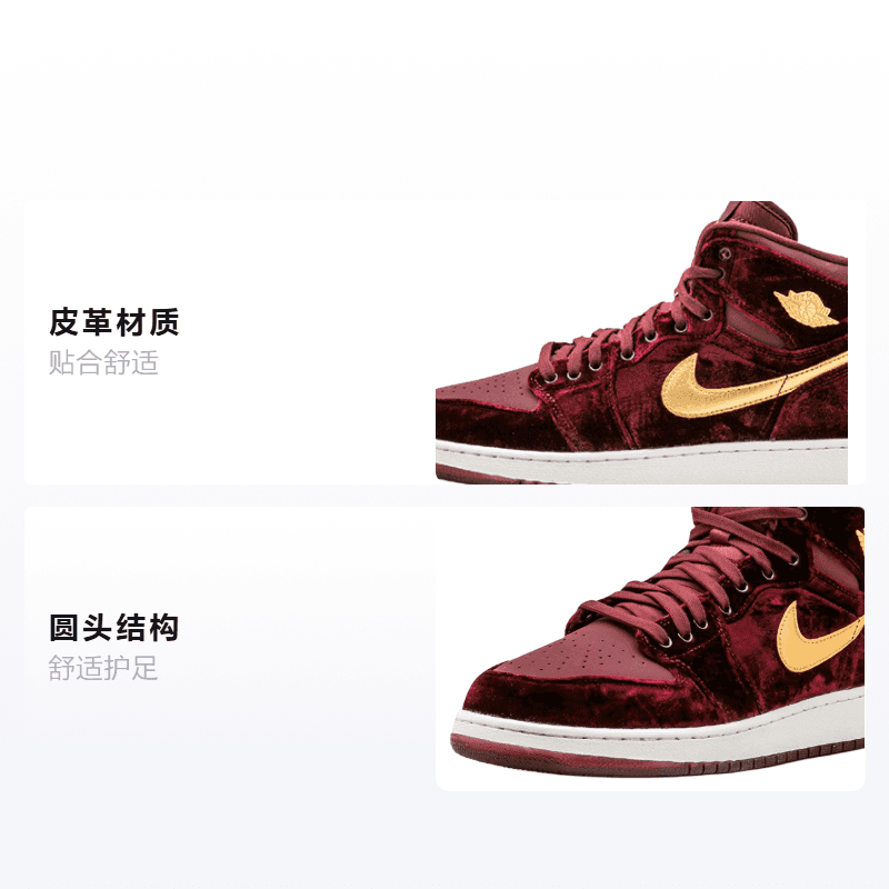 Кроссовки для баскетбола Jordan Air Jordan 1 Ret Hi PREM HC GG VELVET GS - изображение 2