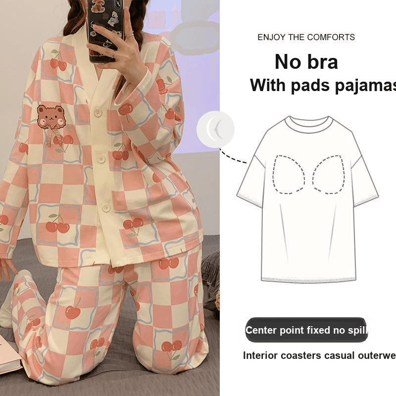 Пижама VINEY Pink Plaid Women's Pajama Sets - изображение 5