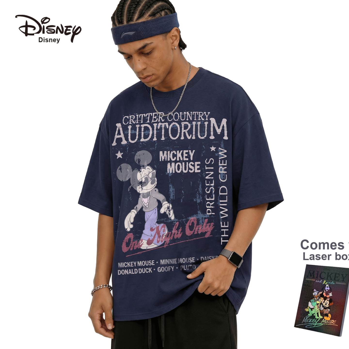 Футболка Disney Mickey SERIES Королевский синий [60 шт хлопок с охлаждающим эффектом] Подарочный набор коробка Унисекс T-рубашки - изображение 2