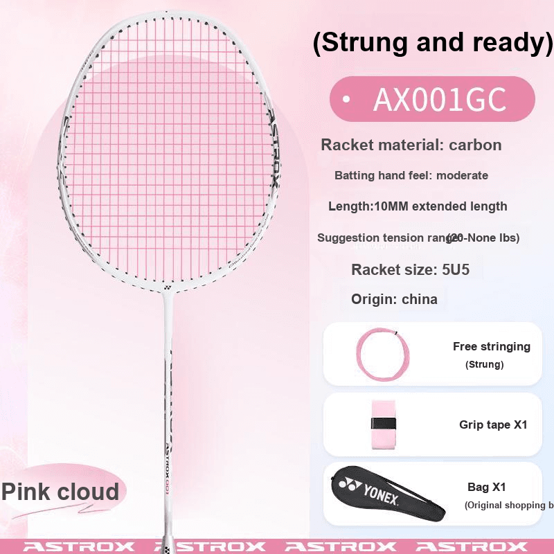 YONEX AstroX AX001 Цельноугольные Ракетки для Бадминтона 5UG5 Белый Розовый - изображение 2