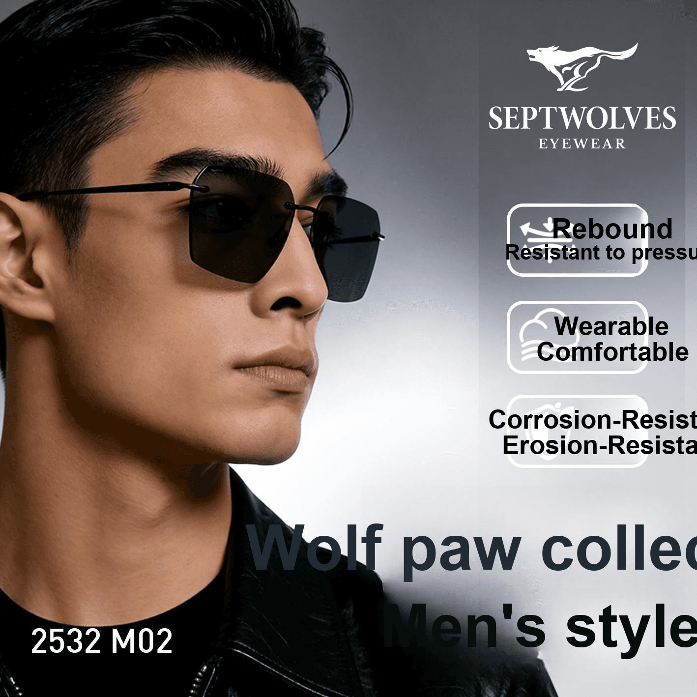 Солнцезащитные очки SEPTWOLVES Солнцезащитные очки из нержавеющей стали с фигурным дизайном мужские - изображение 4