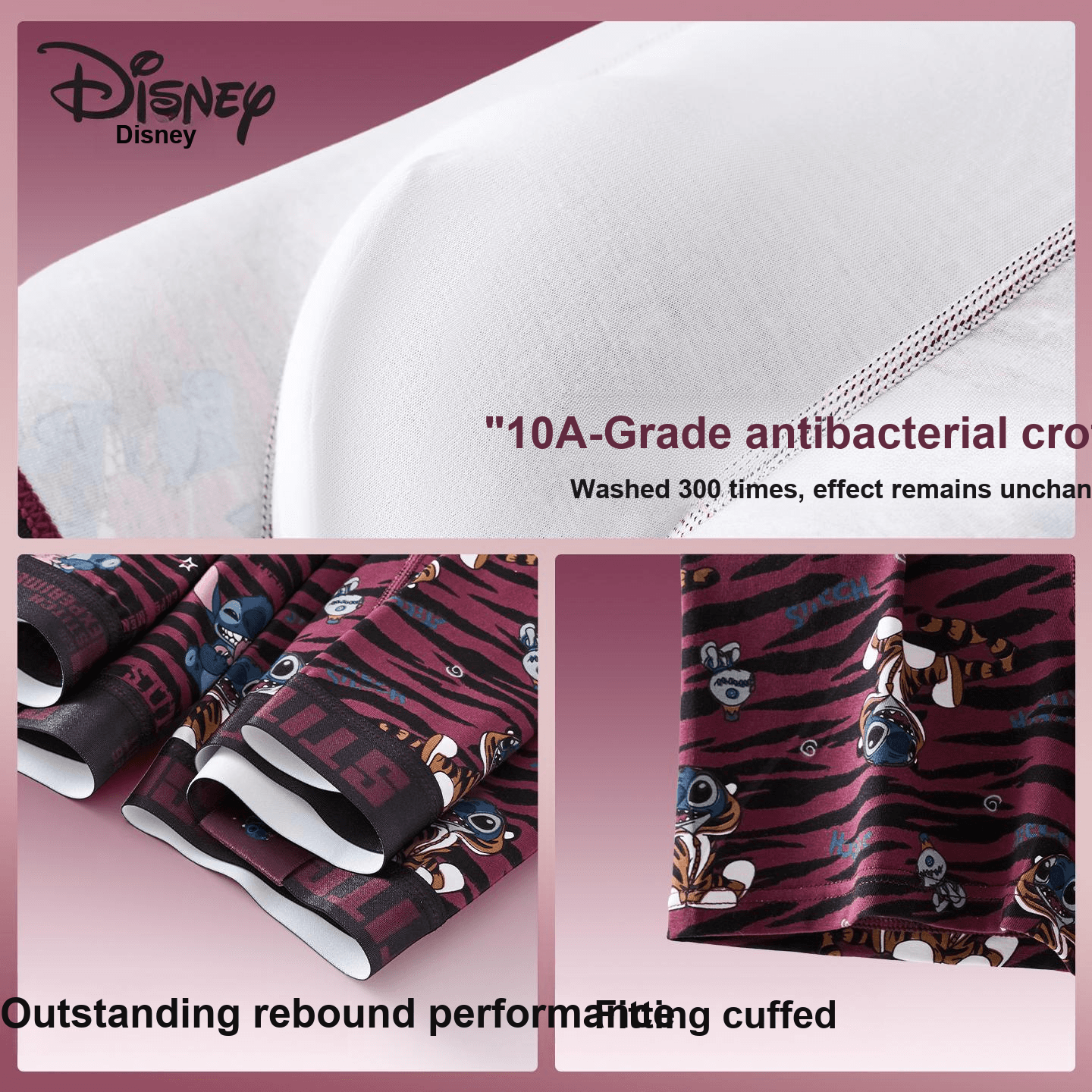 Трусы Disney Stitch Collection DSN044# Стич Красный Леопардовый С принтом Настольная Сумка для покупок Подарочный Набор 3 шт Мужские Боксеры - изображение 6