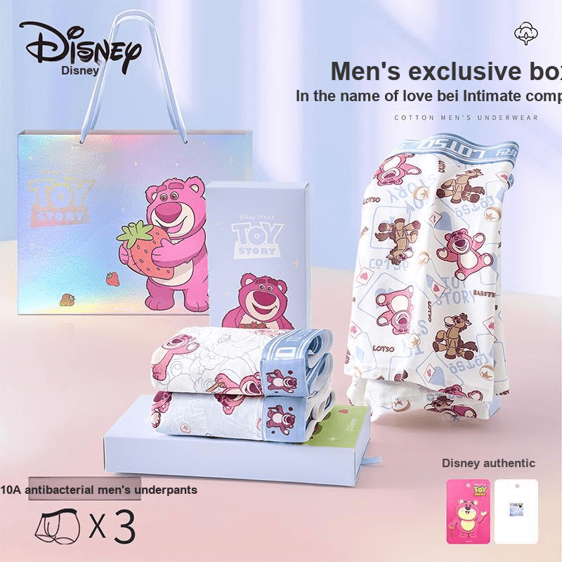 Трусы Disney Strawberry Bear Series DSN041# Лотсо Red Heart Пони Настольный Сумка для покупок 3 шт Мужской Боксеры - изображение 2