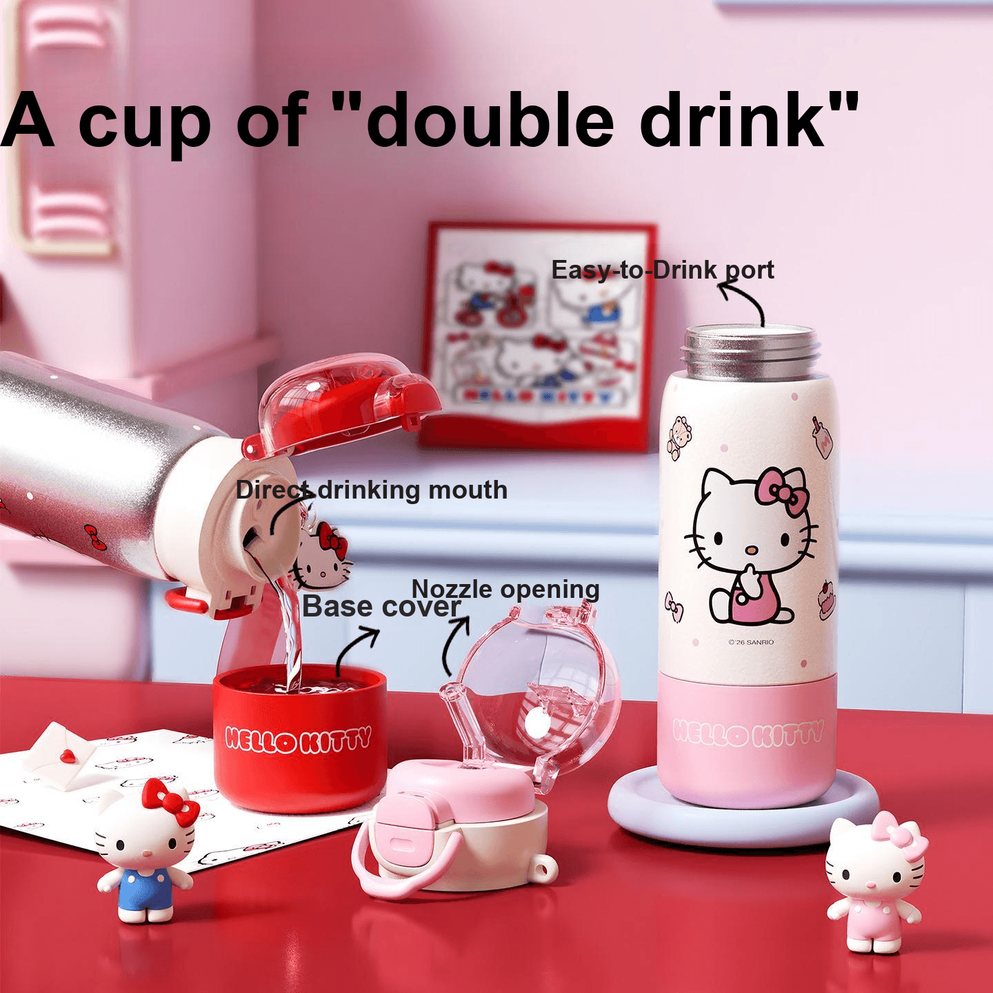 Санрио X Cruhre Chuhe Совместная модель Чистый титан THERMOS Подстаканник Высококачественная Чашка для воды - изображение 3