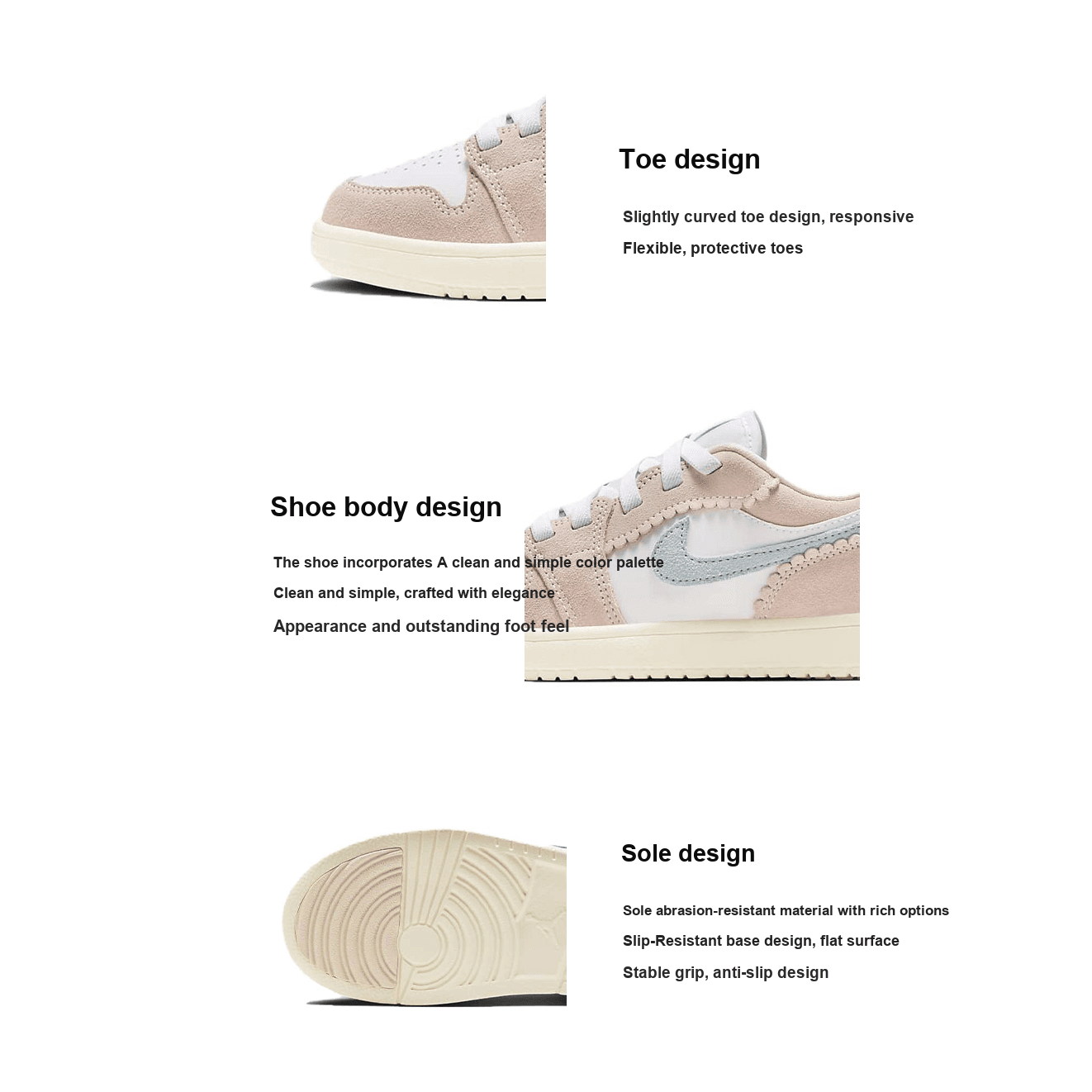 Кроссовки для баскетбола Jordan Air Jordan 1 Low Alt SE Low Топ Children's Баскетбольные кроссовки Розово-синий Белый Детский - изображение 3