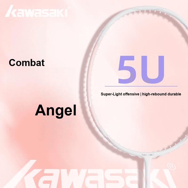 Kawasaki Glory Series Battle Angel Полностью карбоновая бадминтонная ракетка Сверхлегкий привлекательный профессиональный Женский 5U 30 фунтов Розово-синий - изображение 4