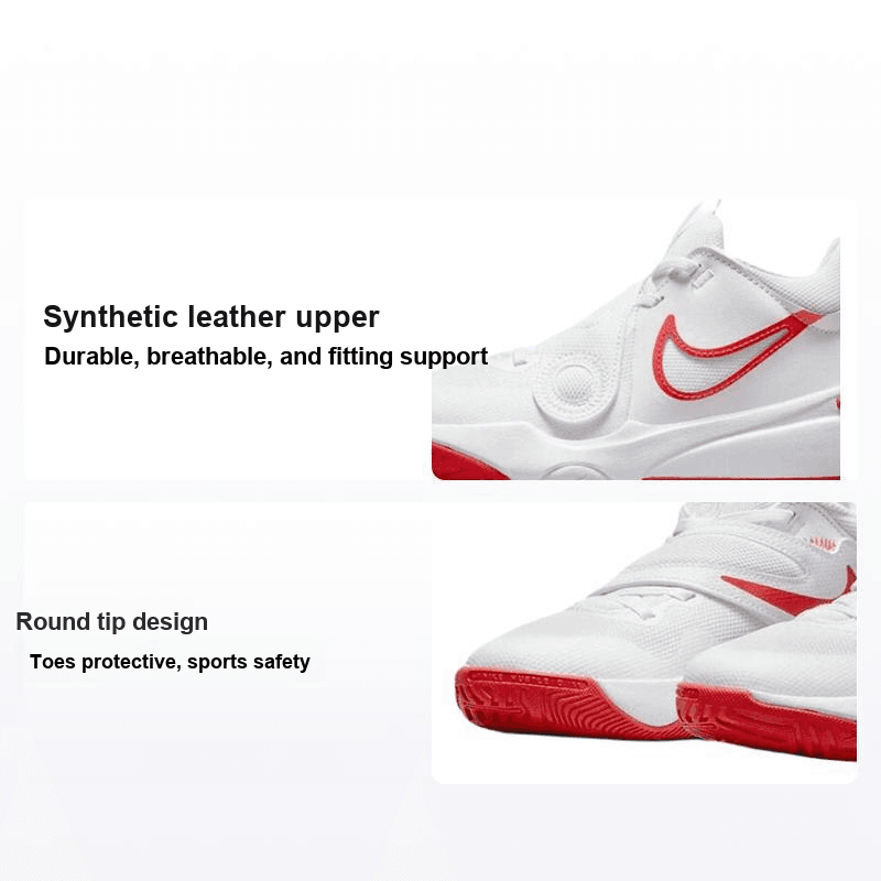 Кроссовки для баскетбола Nike Team Hustle D 11 Устойчивые к истиранию Дышащие Низкие Баскетбольные Кроссовки Белые и Красные Унисекс - изображение 1