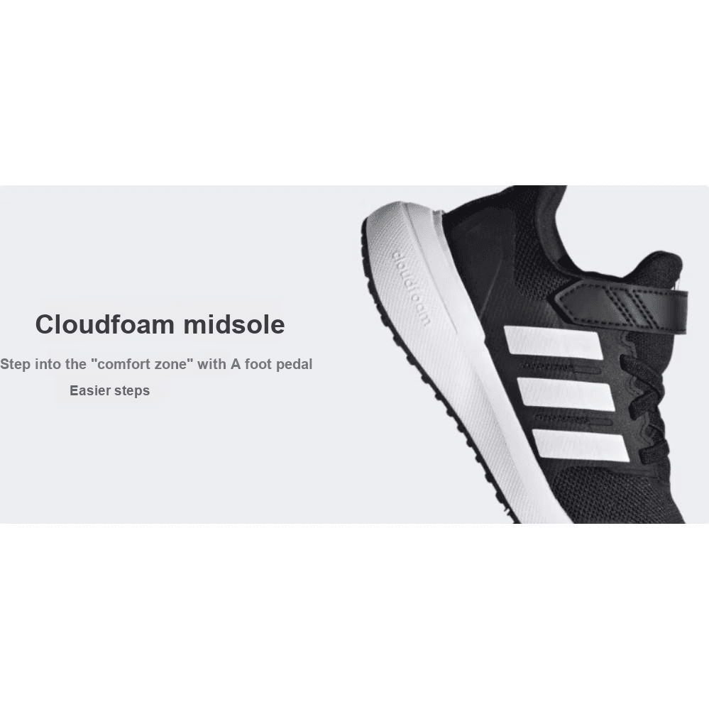 Кроссовки Adidas Fortarun 2,0 El K Устойчивые к истиранию низкие беговые кроссовки Черный Белый Детские - изображение 4