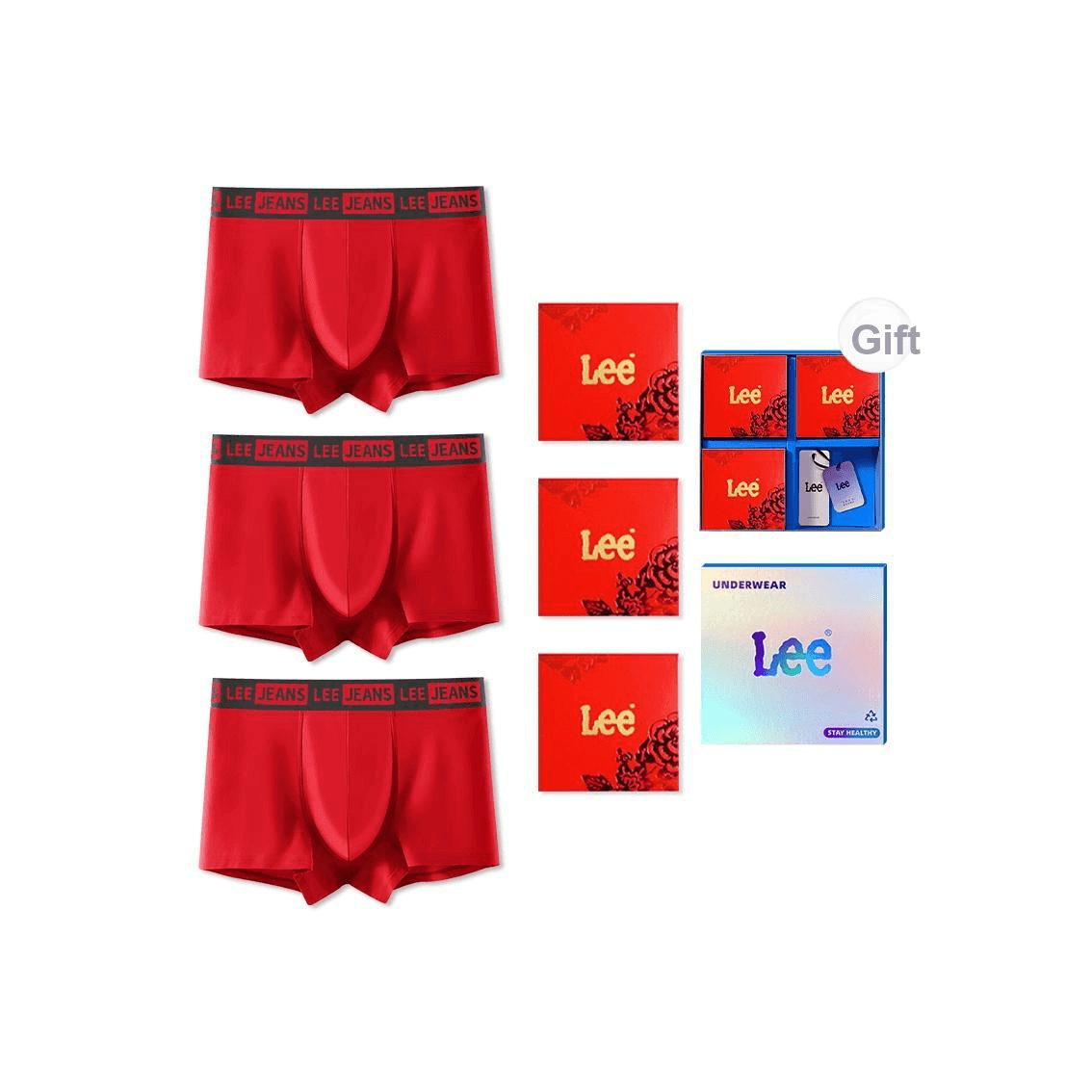 Трусы Lee Classic 101 Боксеры Мужские Коробка 3 Штуки - изображение 1
