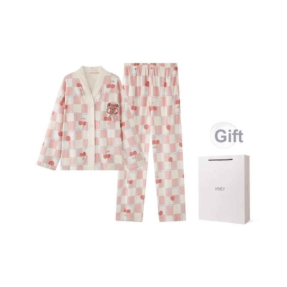 Пижама VINEY Pink Plaid Women's Pajama Sets - изображение 1