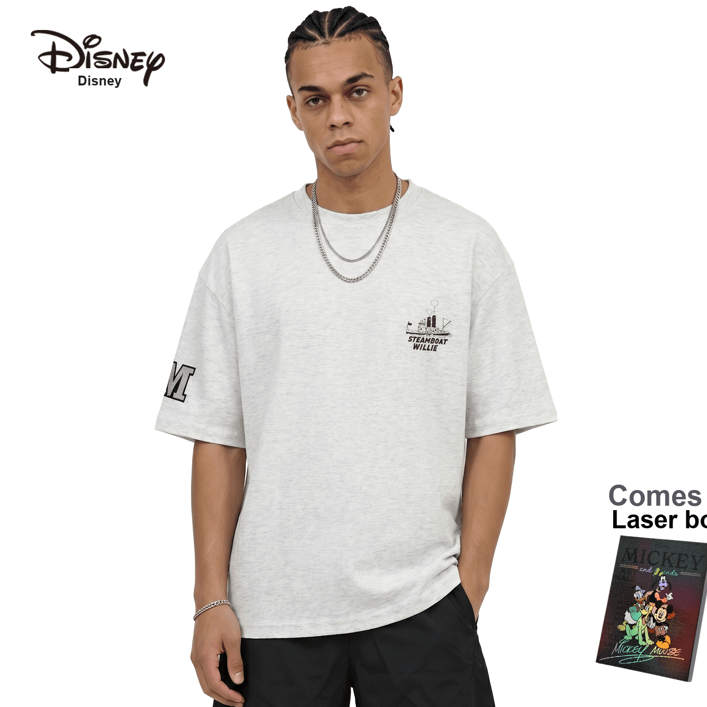 Футболка Disney Mickey SERIES Фотиния Серый [60 шт. Охлаждение Хлопковое волокно] Набор в подарочной коробке Унисекс T-рубашки - изображение 3
