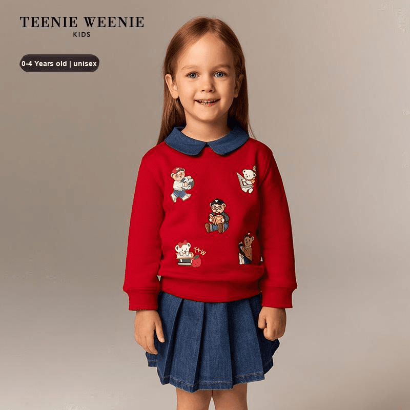 Teenie Weenie Men Толстовка с флисовой подкладкой двухкомпонентный милый медведь повседневный детский - изображение 4