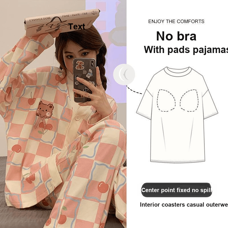 Пижама VINEY Pink Plaid Women's Pajama Sets - изображение 3