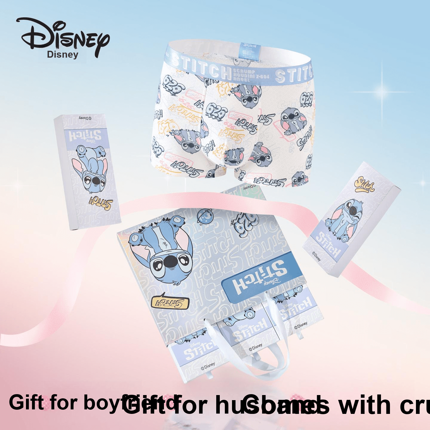 Трусы Disney Stitch Collection DSN054# Стич Сумка для покупок Подарочный набор 3 шт Мужские Боксеры - изображение 8