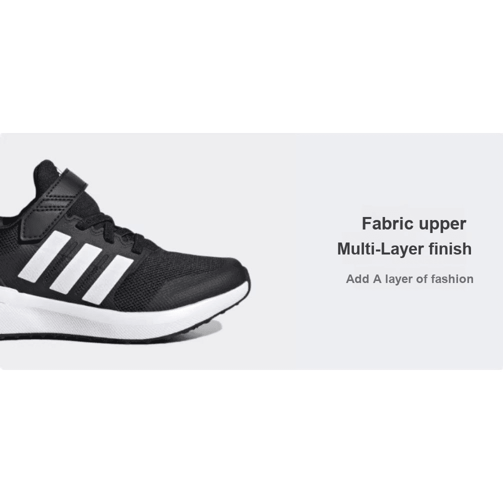 Кроссовки Adidas Fortarun 2,0 El K Устойчивые к истиранию низкие беговые кроссовки Черный Белый Детские - изображение 3