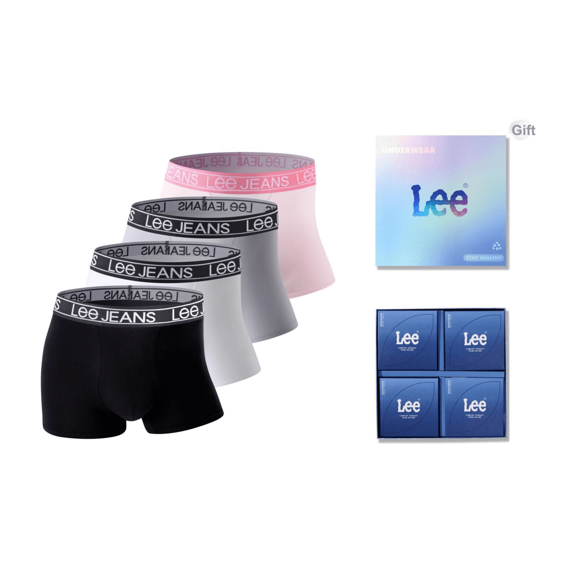 Трусы Lee Boxers Мужские 4 Пачки Подарочный Набор Коробка - изображение 1