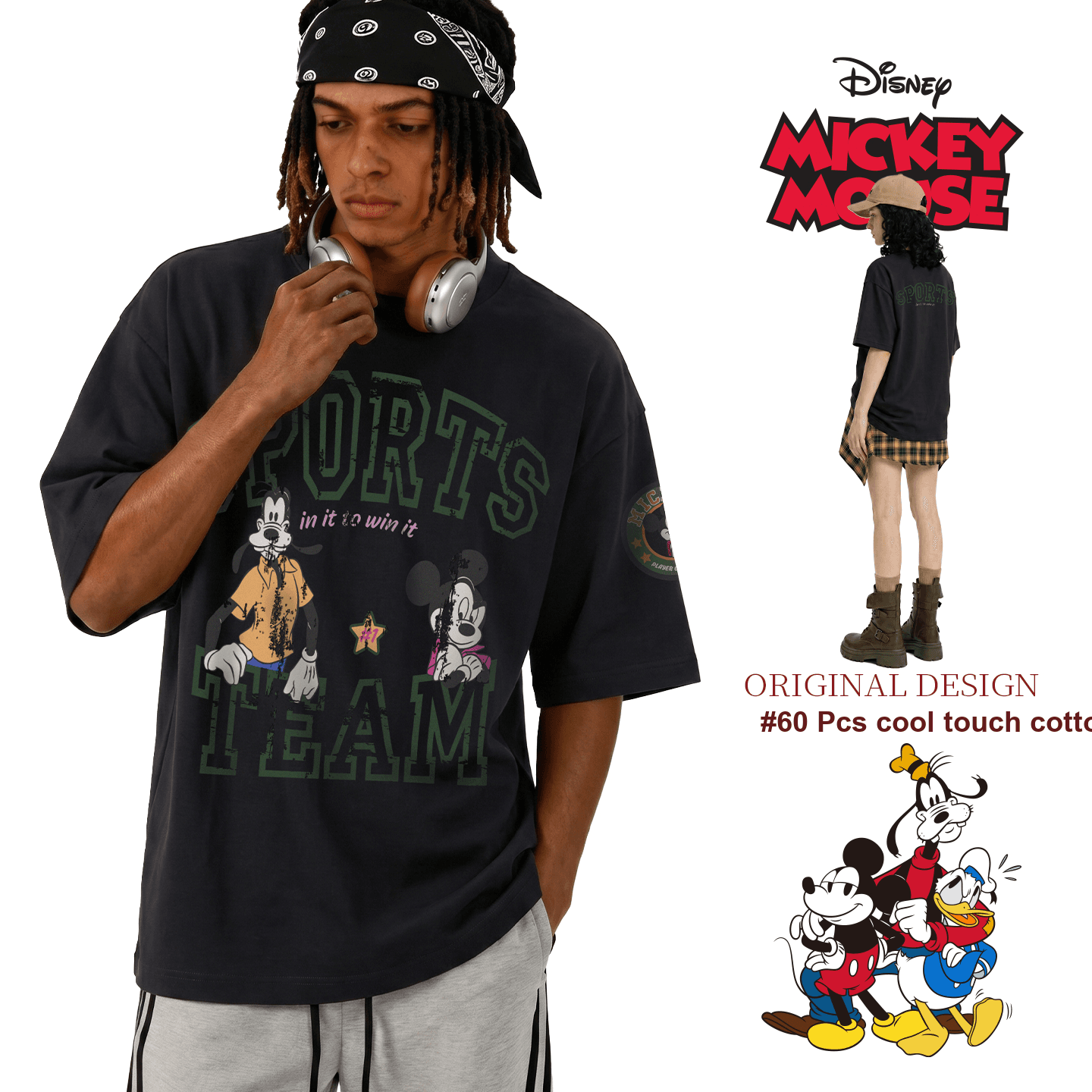 Футболка Disney Mickey SERIES Черный [60 шт. охлаждение] Набор в подарочной коробке Унисекс T-рубашки - изображение 3