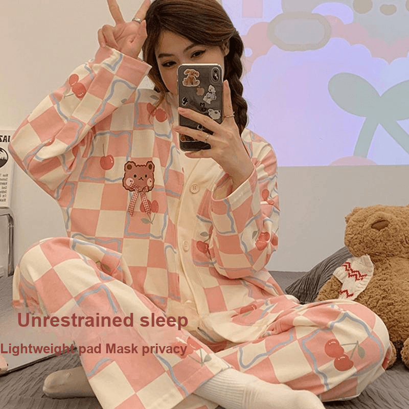 Пижама VINEY Pink Plaid Women's Pajama Sets - изображение 2