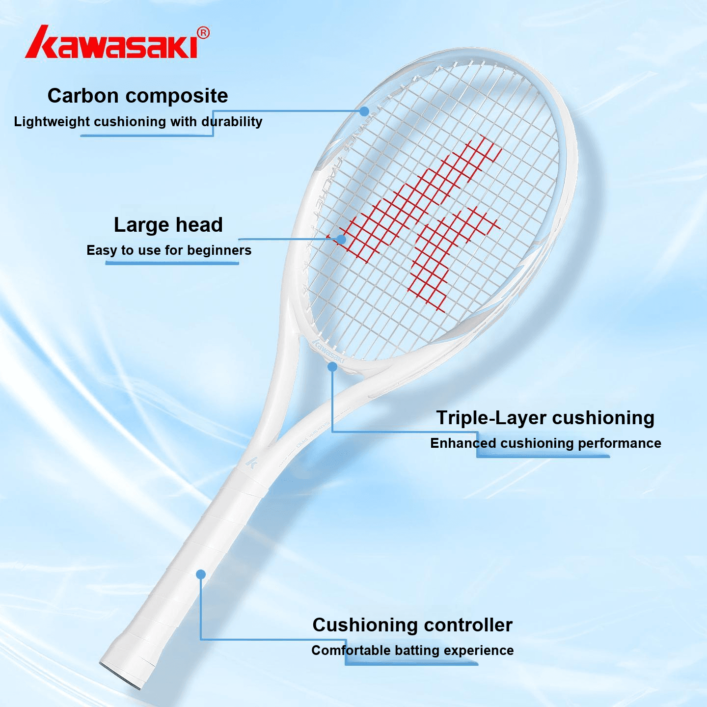Kawasaki Galaxy Series Starlink PRO 290 г 113 кв. дюймов Унисекс Теннисные ракетки - изображение 3