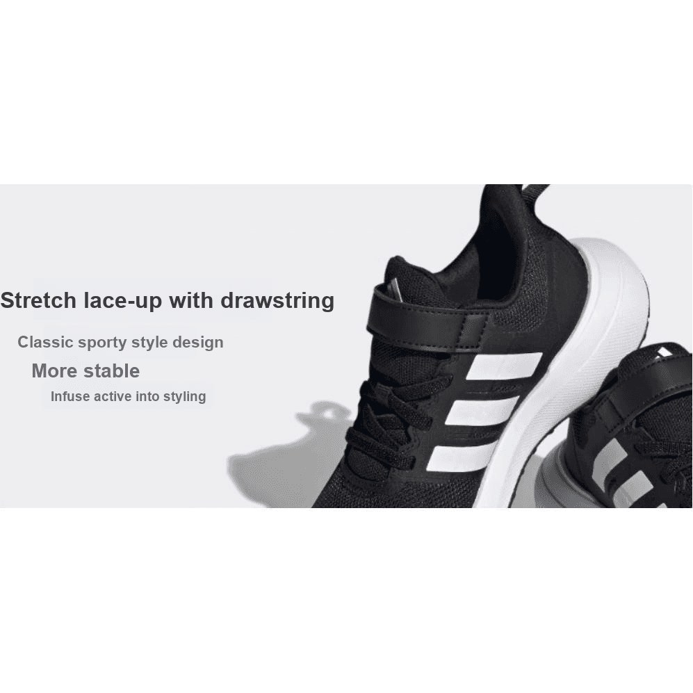 Кроссовки Adidas Fortarun 2,0 El K Устойчивые к истиранию низкие беговые кроссовки Черный Белый Детские - изображение 2