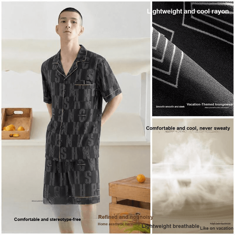 Пижама HLA Geometric Trend Series 8002 [Сумка для покупок включена] Мужской комплект пижам - изображение 3