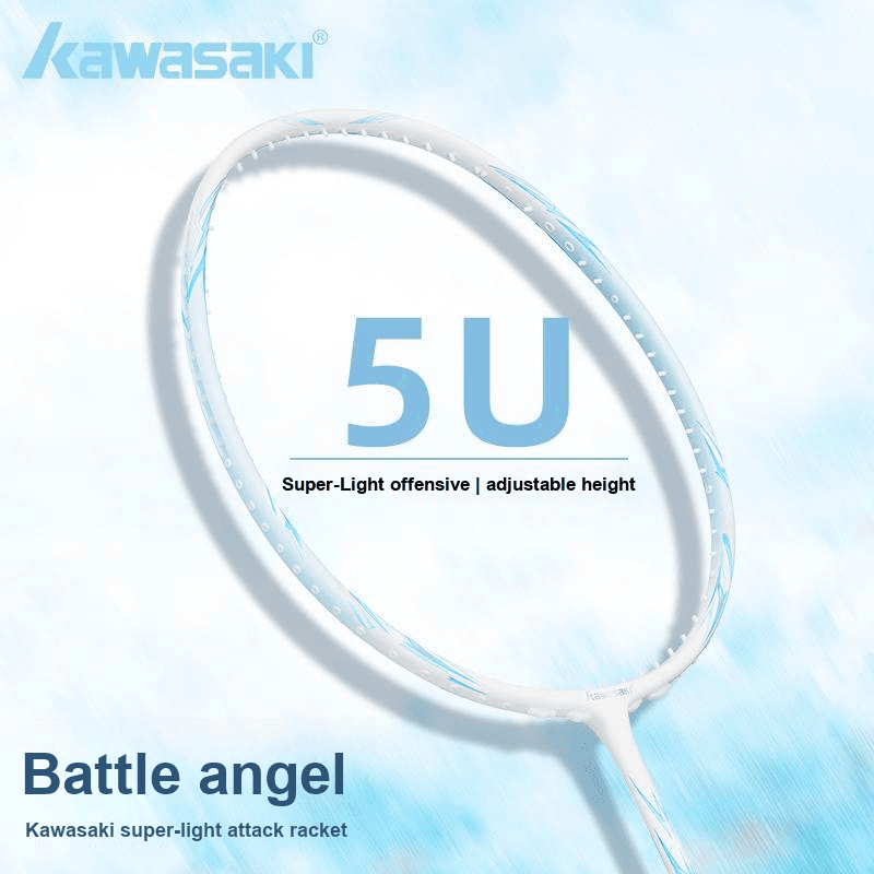 Kawasaki Glory Series Battle Angel Полностью карбоновая бадминтонная ракетка Сверхлегкий привлекательный профессиональный Женский 5U 30 фунтов Розово-синий - изображение 7