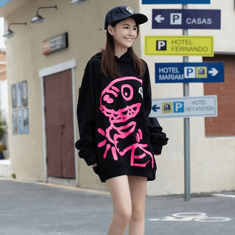 Худи Corade Fluorescent Dinosaur Hoodie Black - изображение 3