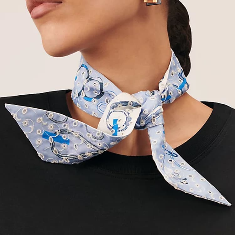 Платок Hermes Twilly Rhythm Embroidery Blue - изображение 2