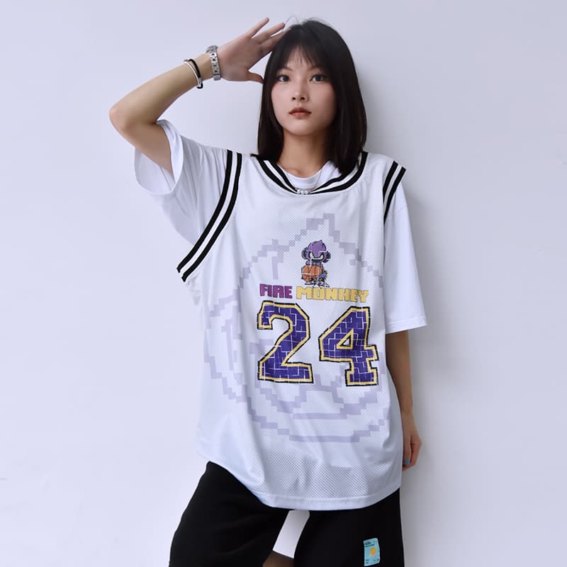 Баскетбольная майка FireMonkey Pixel Cartoon Basketball Vest Grey Blue - изображение 4