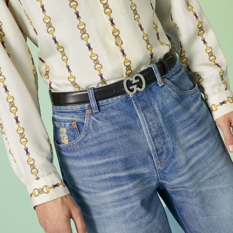 Ремень Gucci Interlocking Letters Belt Black 3cm - изображение 4