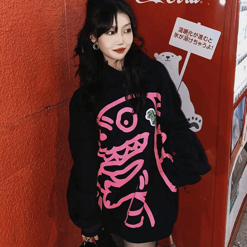 Худи Corade Fluorescent Dinosaur Hoodie Black - изображение 4